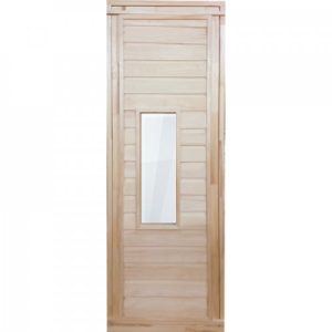 Дверь для бани деревянная 1700х700мм со стеклом